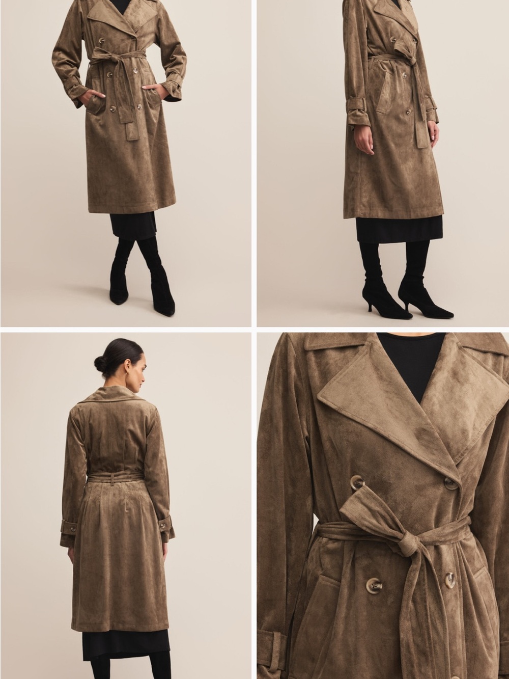 Zsupply NWT Suede Belted Trench Coat in Taupe